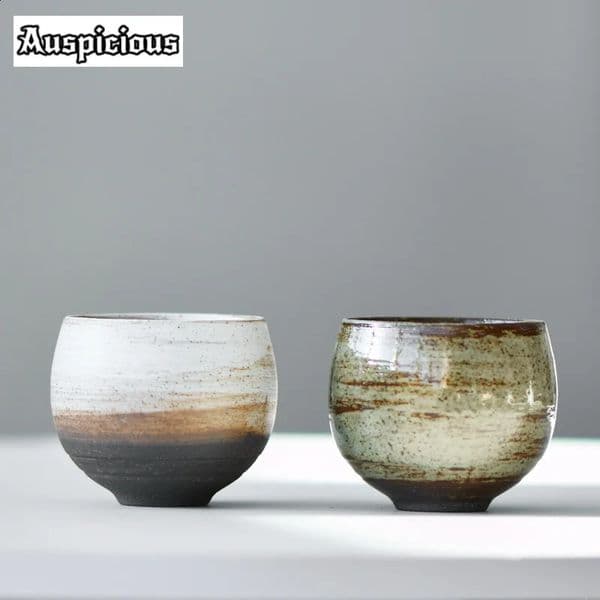 100ml vintage felt pottery coffee cup handmade ceramic water Japanese tea Kung Fu main set 250228