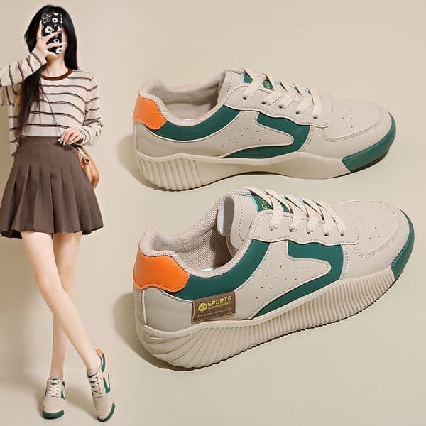 2025 Season Designer s New Breathable White Shoes With Multifunctional Thick Sole And Height Increasing Sports And Leisure Board Shoes