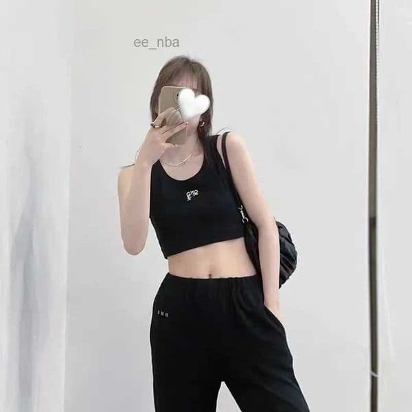 Summer White Women Tops Tees T Shirt Crop Embroidery Sexy Off Shoulder Black Tank Casual Sleeveless Backless Top Shirts Luxury Designer Solid Color Vest19