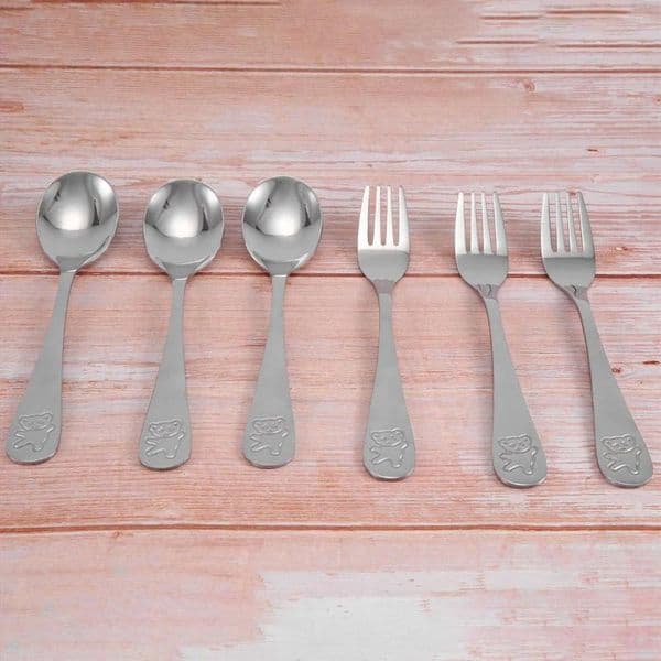 Dinnerware Sets Stainless Steel Child Safety Cutlery Bear Children Spoon And Fork Set Toddler Utensils Metal SetT99C