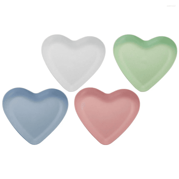 Dinnerware Sets 4 Pcs Candy Dish Love Plate Cake Pan Home Storage Micro-wave Oven Heart Meal Child Snack Tray