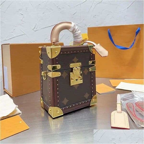 L-letter Leather Wallets Brown Designers Trunk Box Luxury Shoulder Bags Magnetic Buckle Closure Old Flowers Letters
