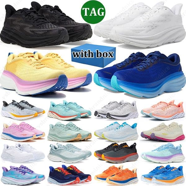 designer clifton 9 bondi 8 running shoes for men women Triple Black White Olive Grey Blue Pink Orange Red mens trainers sports with box sneakers