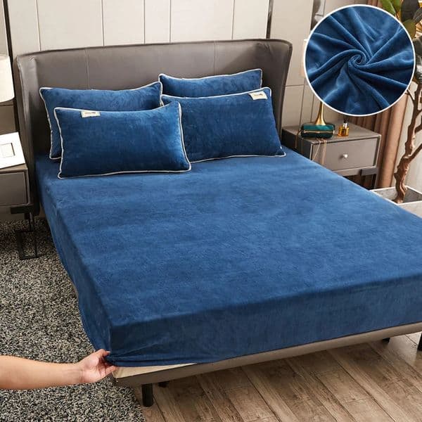 WOSRAT Warm velvet elastic fitted sheet mattress cover winter bedspreads 2 people double bed king size 160200 250226