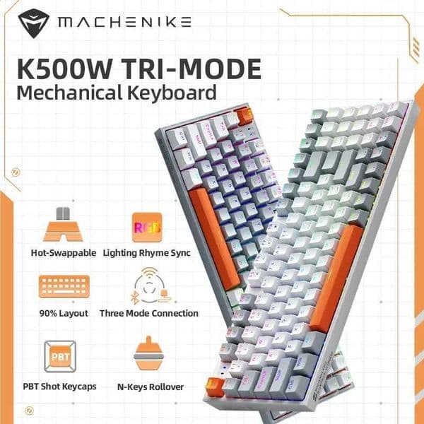 Mechanical K500W Wireless Mechanical Keyboard Hot Swap Tri-mode 94 Keys RGB Backlit Gaming Keyboard for PC Gamer Laptop Z250304