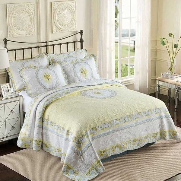 European Embroidery Cotton Quilt Set 3PCS Bedspread on the Bed King Size Patchwork Thin Wadding Blanket Quilts Bed Marriage 150XJ250303
