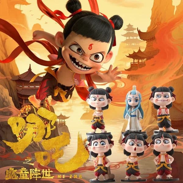 Nezhas Magic Boy Sea of Troubles Handmade Movie Same Style Figure Nezha Model Surrounding Desktop Ornament Doll Anime 250304