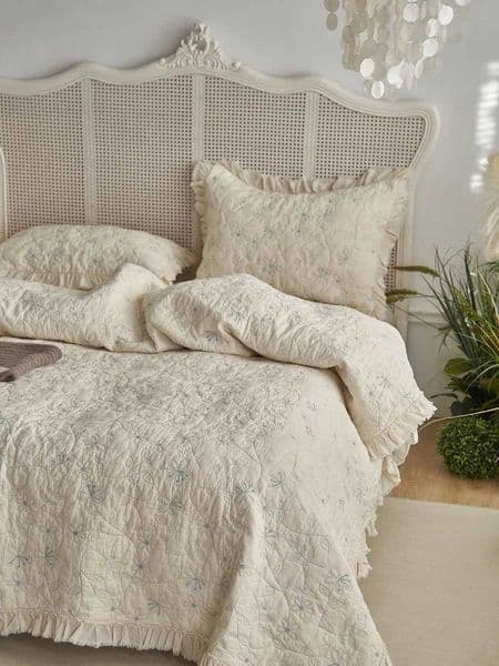 Enzyme Wash 3-Piece Set Bedspread Queen Size Quilts Cotton Densely Quilted Multi-Purpose Bed Cover Very Soft and ComfortableXJ250303
