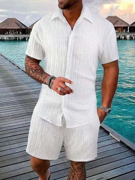 Summer Simple Mens Polo Casual Comfortable Loose Thin Without Hooded Short Sleeve Shorts Fashion Urban Leisure Sports Suit 250304