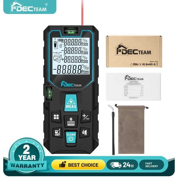 Decteam Laser Rangefinder 50M/100M/120M Laser Distance Digital Meter with LCD screen M/in/Ft Distance/Area/Volume Measure Tool X250304