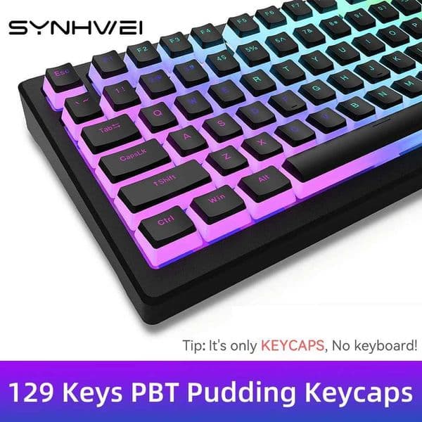 Pudding PBT Keycaps 129 Keys Double Shot Translucent for 60% 80% 100% Layout OEM Profile for RGB Mechanical Gaming Keyboard Z250304
