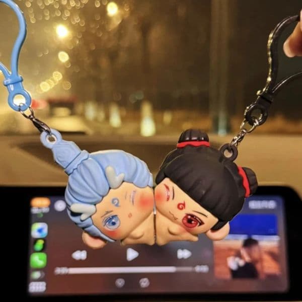 2 Days With Zha Ao Bing Key Chains Couple Cute Doll Magnetic Attraction 3D Trendy Toys Peripheral Friends for Gifts Ring 250304