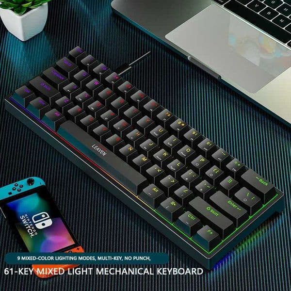 K620 Mini Gaming Mechanical Keyboard 61 Keys RGB Hotswap Type-C Wired Gaming Keyboard PBT Keycaps 60% Ergonomics Keyboards Z250304