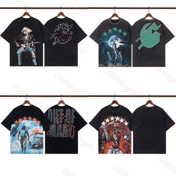 graphic tee designer tshirt mens t shirt women shirt monogram printed wash short sleeve vintage loose base unisex mens designer t shirt shirts Size S-XL