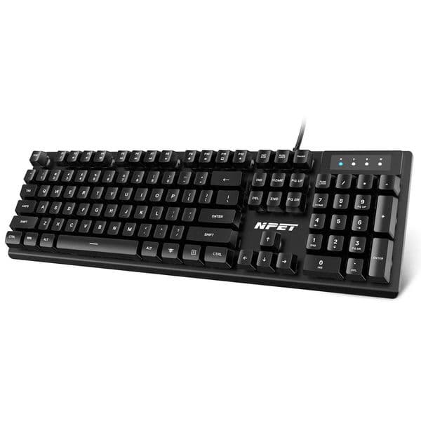 NPET K10V1 Wired Computer Keyboard Full-Size with 12 Multimedia Keys Compatible with PC Laptop (Black) Z250304