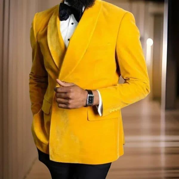 1 Piece Prom Men Suit Jacket Double Breasted Velvet Smoking Blazer Shawl Lapel Wedding Groom Tuxedo Jacket Fashion Smoking Jacket