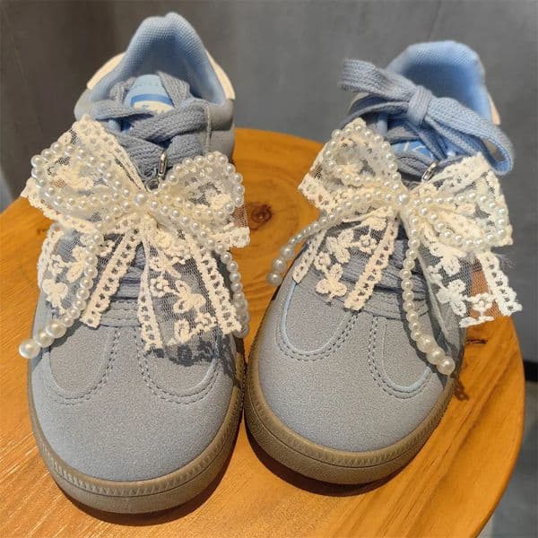 Fashion Lace pearl bow Shoe laces Charms for Sneakers Decorative Shoe Flower Buckle Premium Decorative Shoe Charm Accessories 250218BANJIA