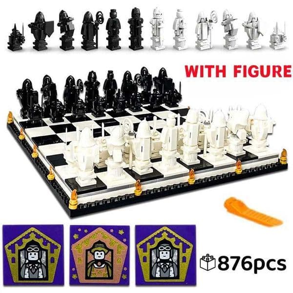 New movie Wizard Chess Magic Final Challenge Interactive Game Building Blocks MOC 76392 Knight Role Playing Building Blocks Toys Childrens Gifts M250304