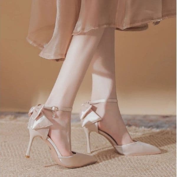 White High-Heeled For Women, 2024 New Summer, Slim Heel, Niche Design, French Style Dress, Wedding Shoes, Bridesmaid Shoes