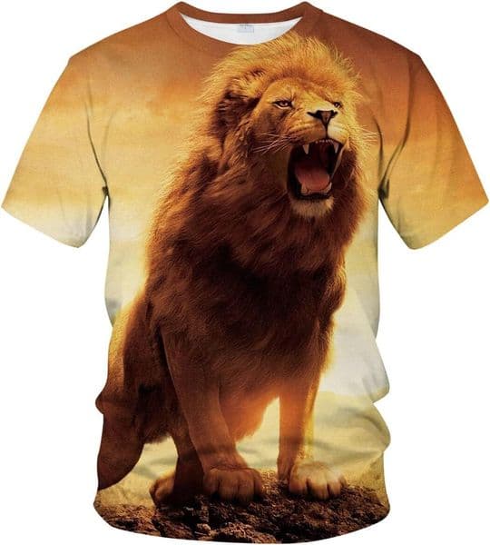 Mens T shirt Mens Animal Lion 3D Printed T-Shirt Casual Short Sleeve Tee Shirt tee Casual tops summer clothes Lion Roars animal print