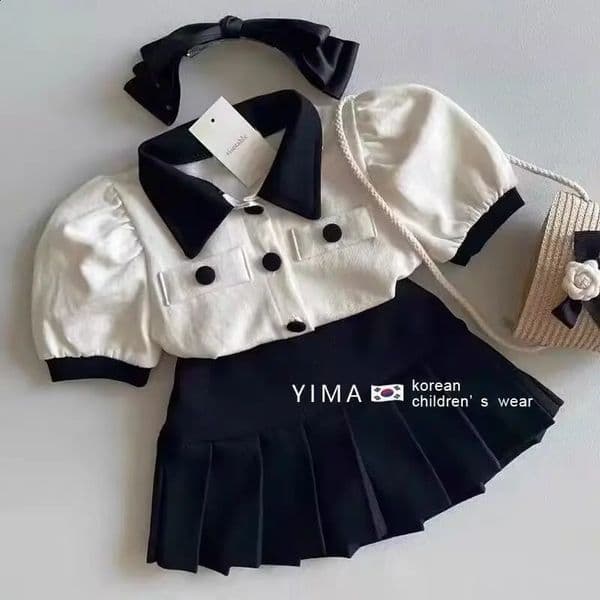 Girls Clothes Sets Summer Short Sleeve T-shirt Skirt Fashion Korean Children Clothing Suits Girl Clothes 2Pcs 2-7Y 250305