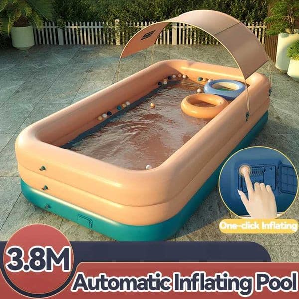 3.8M Inflatable Pool Automatic Inflating Swimming Pool Removable Childrens Pools Pvc Thick Kid Bath Large Pools for FamilyXJ250305