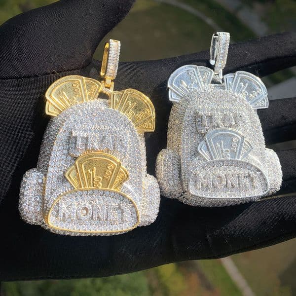 Hip Hop Originality Money Bag Pendant Necklace Bling 5A Zircon Gold Plated Mens Rap Jewelry