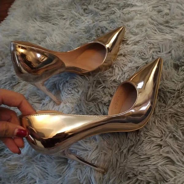 Women 10.5cm High Heels Pumps Lady Stripper Metallic Leather Scarpins Wedding Stiletto Heels Party Silver Champagne Gold Shoes 250306