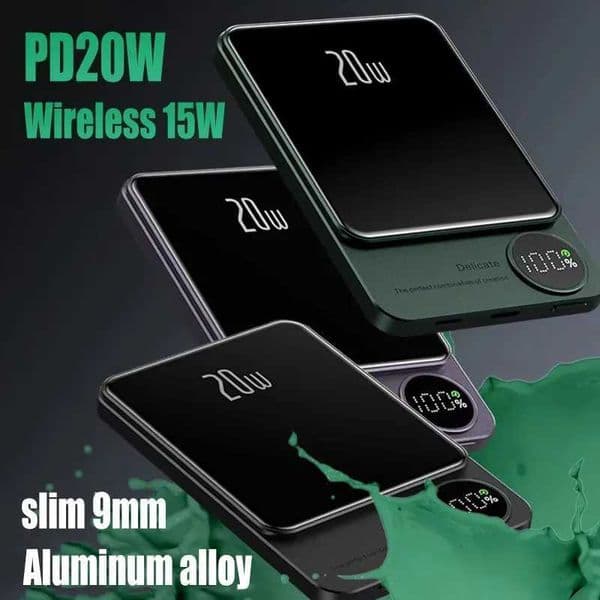 New Arrival 10000mAh Alloy Macsafe Powerbank Magnetic Power Bank Wireless Fast Charger Portable Battery For Phone 16 15 14 13 12 T250306