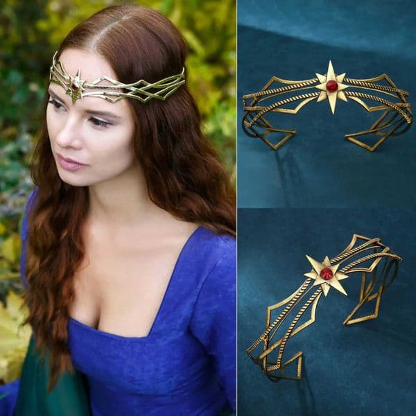 Goddess Cosplay Round Elves Crowns Tiara Adjustable Unisex Jewelry Alloy band Hair Accessories Gifts Prop X250306