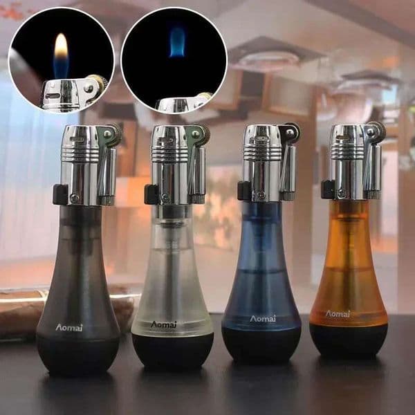 2024 Magic Blue Flame Grinding Wheel Lighter Metal Butane Gas Flint Lighter Cigarette Lighter Smoking Accessories Ensendedores