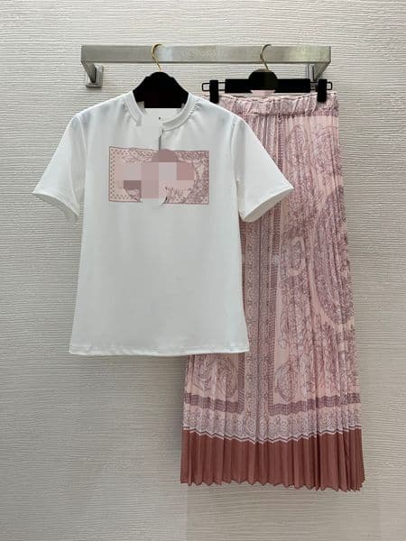 30006 2025 Spring Summer Two Pieces Sets Crew Neck Empire Black Apricot Pullover Long Sleeve Empire Long Skirt D24052138