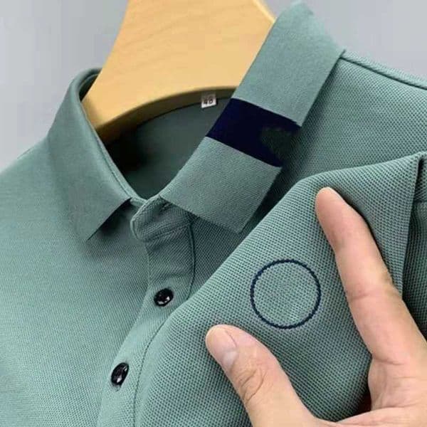 Mens embroidered letter loose polo shirt summer new short sleeved solid color trend T-shirt top retro casual mens clothing X250306