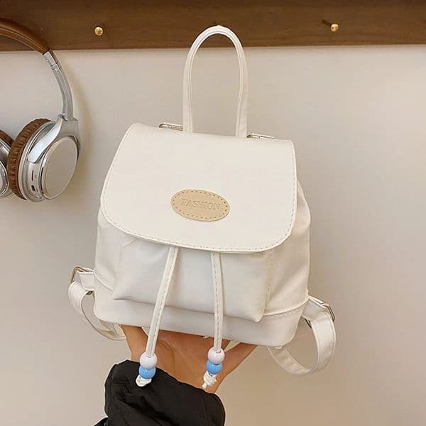 Ship from U.S. High End Silver Contrasting Color Backpack Small Backpack Womens Soft Leather Ins Niche Minimalist Casual Backpack Decoration 250305FBBBJ