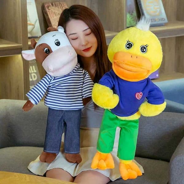 50cm Baby Animal Duck Plush Hand Puppet Cute Cattle Open Mouth Puppet Doll Toy for Children Girls Gifts Baby Storytelling Props W250306