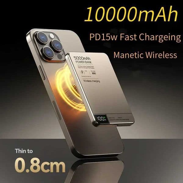 New Arrival Ultra Thin 10000mAh Magnetic Wireless Charger Power Bank PD15W Portable Powerbank For Phone T250306