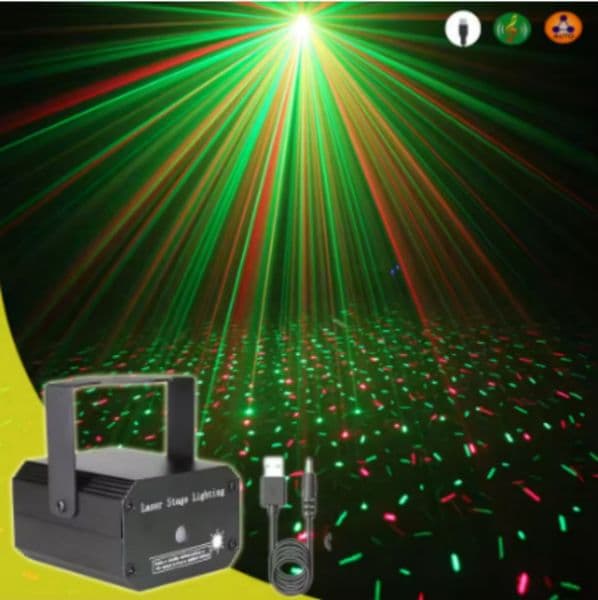 Mini 2in1 Laser Full Star Patterns Projector Mini Laser Projector Stage Light DJ Disco LED Lamp Sound Strobe Stage Effect Wedding Xmas Holiday Party