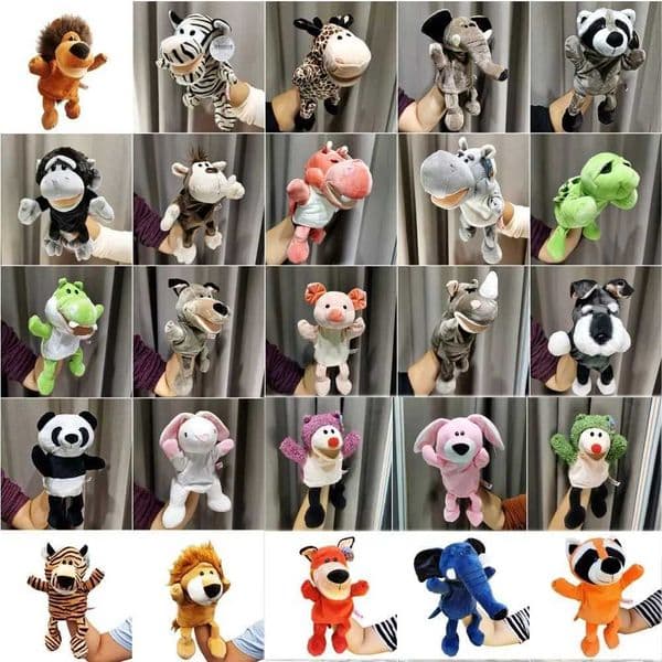 Glove Panda Stuffed Animals Cartoon Plush Toys Children Puppets Animal Hand Puppet Plush Hand Doll Kindergarten Story Props W250306