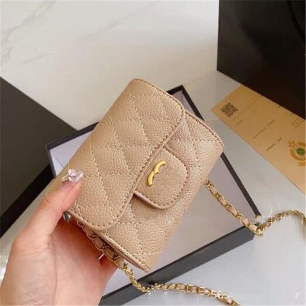 Kid baby hair clip cute Hair Accessories Designer Caviar Crossbody Bags Classic Letter Design Clutch Wallet Coin Purse Shoulder Mobile Phone Bag With Gold Cha