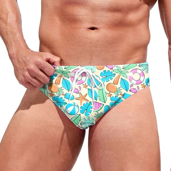Leisure Printed Breathable Swim Trunks Drawstring Waist Pants Summer Swimwear Shorts Slim Wear Sexy Briefs For Mens Clothing Men 250305