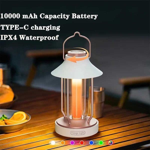 Portable LED Camping Lantern Rechargeable 10000 mAh Power Bank Waterproof Lantern Lighting Tent Light for Emergency Power Outage X250307