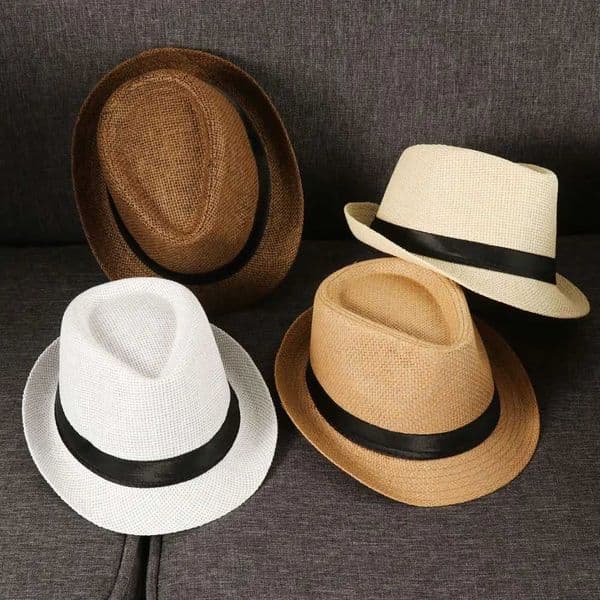 Fashion Beach Sun Cap Summer Wide Brim Straw Panama Cap Casual Jazz Dress Hat Cowboy Fedora Hat Gangster Cap Unisex W250307