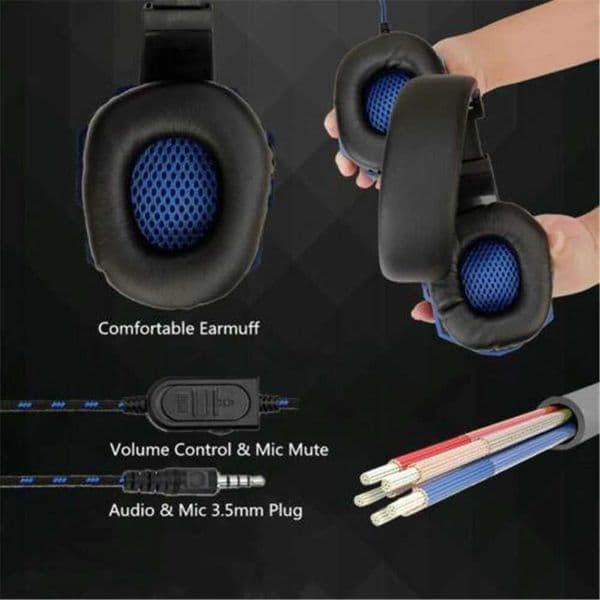 Wired Gaming Headphones for Xbox Smartphone Laptop PC Bass Stereo Gamer Headset Helmet with 120 Adjustable Microphone X2503071