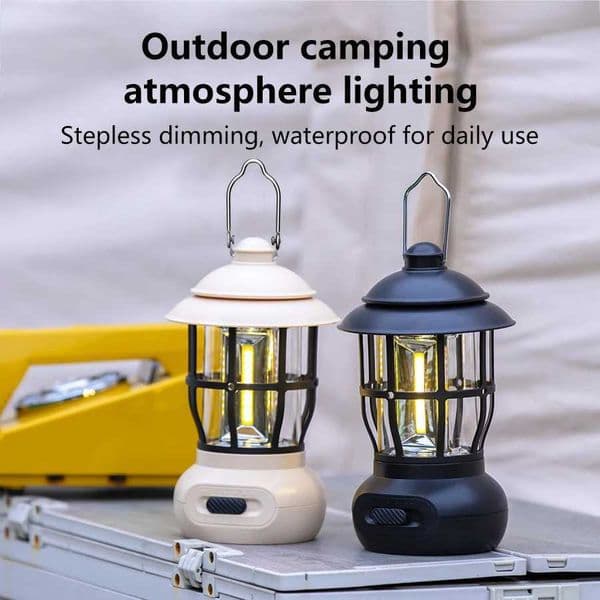 Outdoor LED Camping Lantern Portable USB Rechargeable Lamp Retro LED Light Travel Tent Lamp Portable Lanterns Fishing Lamp X250307