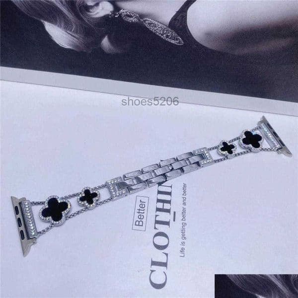Smart Straps designer Small Fragrant Fourleaf Fritillary With Diamond Strap Band Link Bracelet Metal Bands Watchband For Apple Watch Series 3 Otxw1 0EZG