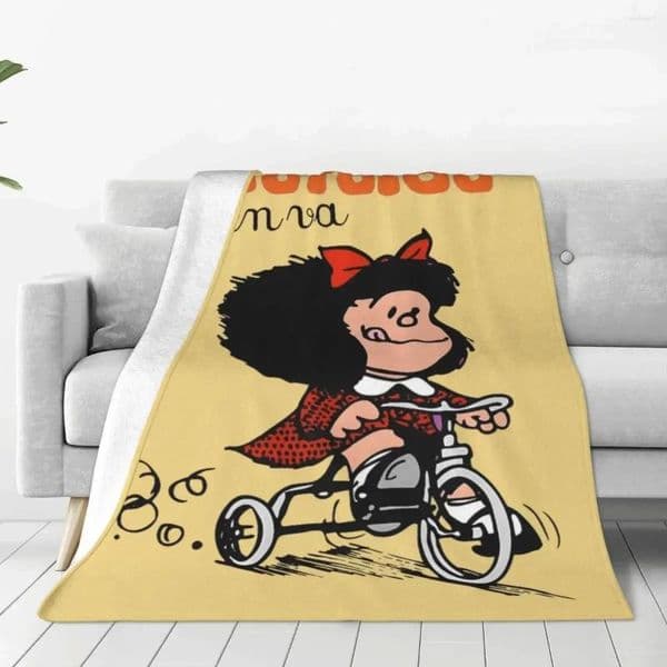 Blankets Mafalda Quino Go Bicycle Flannel Print Cute Funny Multifunction Soft Throw Blanket For Sofa Couch Rug Piece