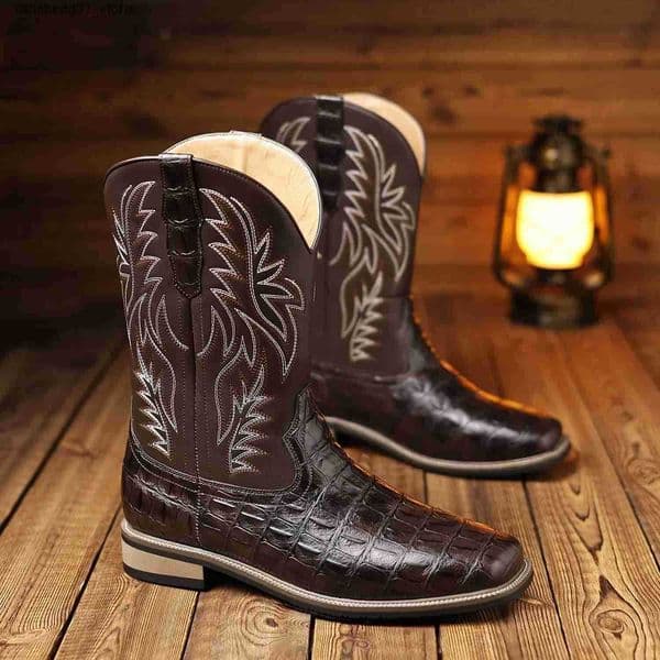 Boots Mens cowboy boots imitating Odell pattern executive embroidery retro wide toe Western style cowboy boots z250307 S260521