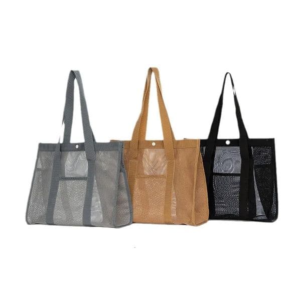 2024 Korean Beach Bag Fashion Mesh Hollow Fitness Shoulder Leisure Swimming Travel Storage Washbag 250227