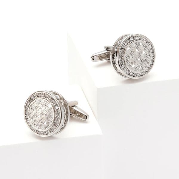 Mens Cufflinks Silver Color TOMYE XK22S034 French Shirt Round White Crystal Cuff Links Business Button Wedding Jewelry 250227