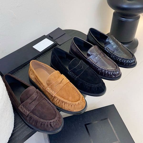 High quality Classic brown Suede Women's loafers slip on shoes Flat heel dress shoes Luxury designer loafers for women laidy holiday Driving shoes Leisure